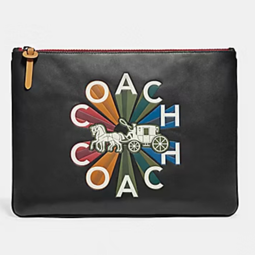 COACH Large Pouch with Radial Rainbow